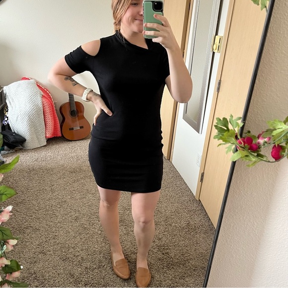 NWT LNA Clothing Zuki Rib Dress in Black Size Large - Picture 2 of 8